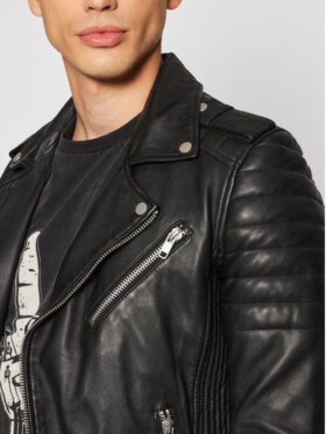 Serge Pariente Kurtka skórzana Hipster Czarny Regular Fit