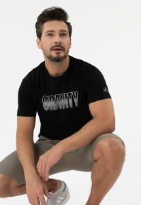T-shirt z printem, Comfort Fit, T-SILVER