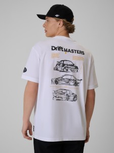 4F T-shirt loose z nadrukiem uniseks 4F x Drift Masters - biały S