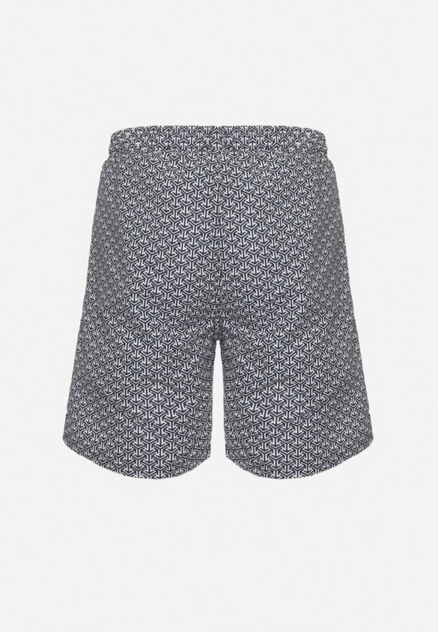 Granatowe Szorty z Elastyczną Gumką i Ściągaczami Palarilea