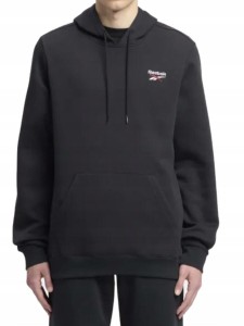 Bluza Męska Reebok Sportowa Czarna Bawełniana Z Kapturem