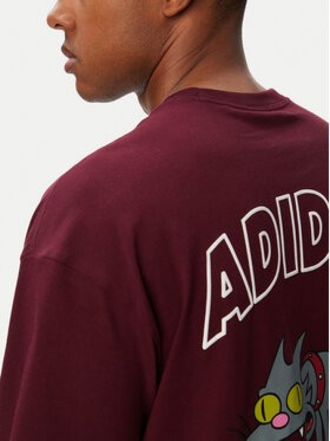 adidas T-Shirt Snowball Graphic LG5065 Bordowy Oversize
