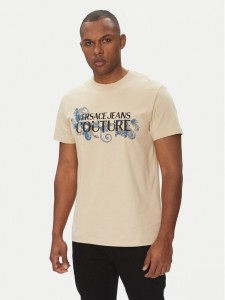Versace Jeans Couture T-Shirt 78GAHC05 Beżowy Regular Fit