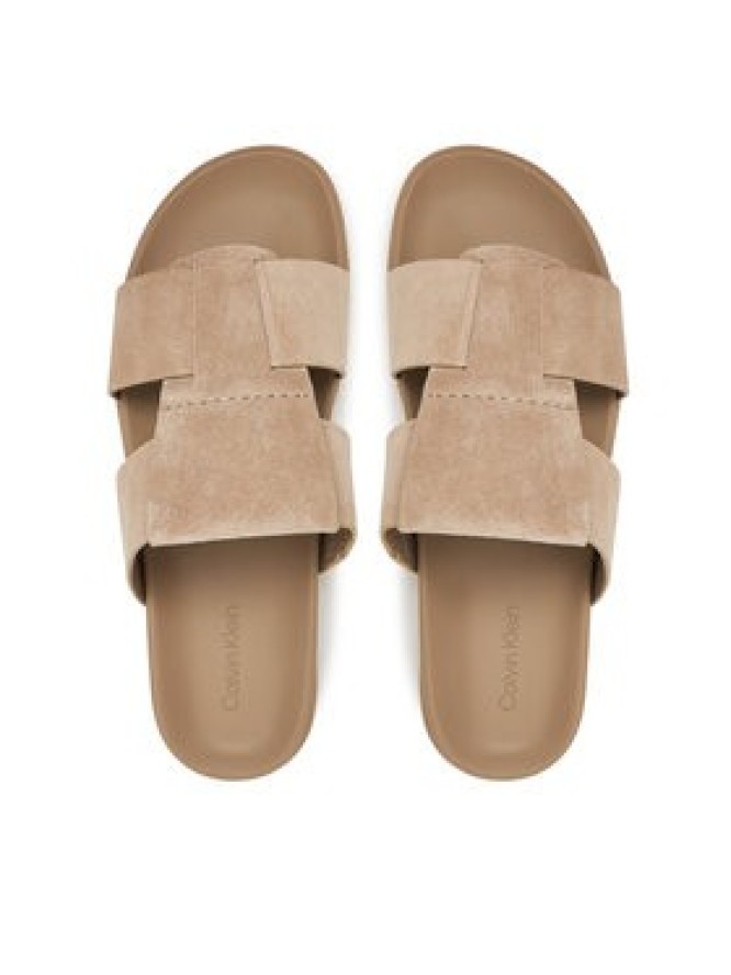 Calvin Klein Klapki Lug Sandal Double T Su HM0HM01800 Brązowy