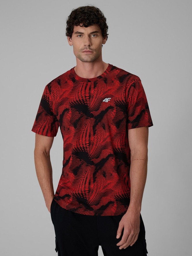 4F T-shirt regular z nadrukiem męski - czerwony L