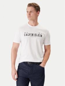 Calvin Klein Jeans T-Shirt Coll Word Graphic LV14RE817G Biały Regular Fit
