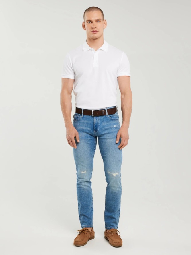 Koszulka męska polo biała Markolinos 101