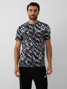 4F T-shirt regular z nadrukiem męski - czarny M