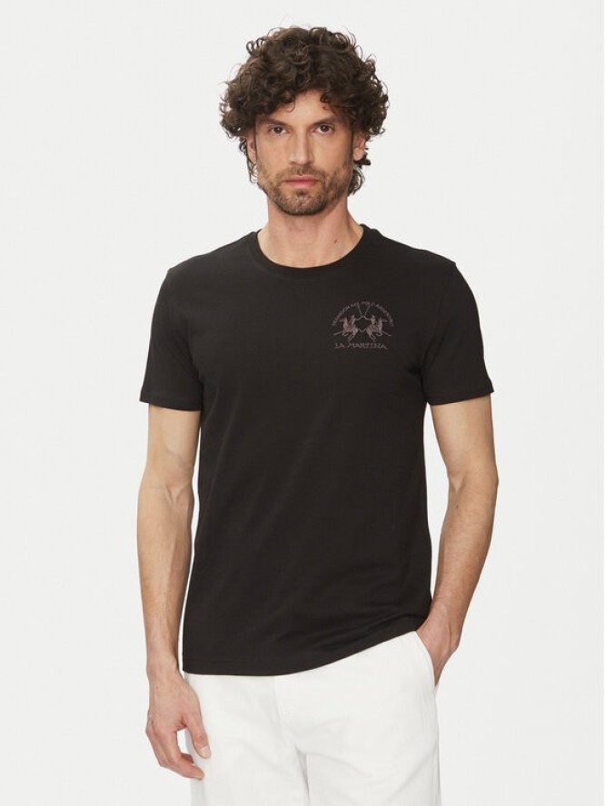 La Martina T-Shirt Vernie MAR009 JS206 Czarny Regular Fit