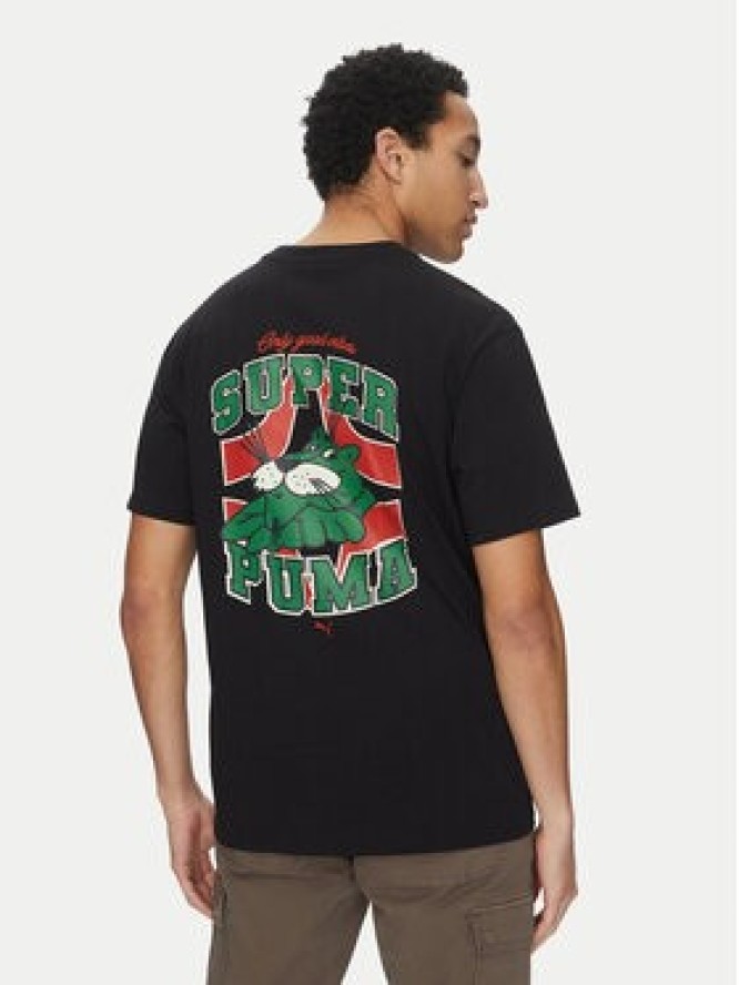 Puma T-Shirt Graphics Super 629639 Czarny Relaxed Fit