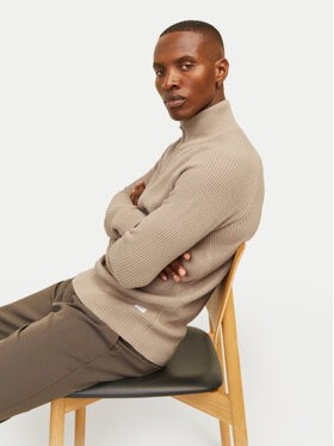 Jack & Jones Sweter Pannel 12258473 Beżowy Regular Fit