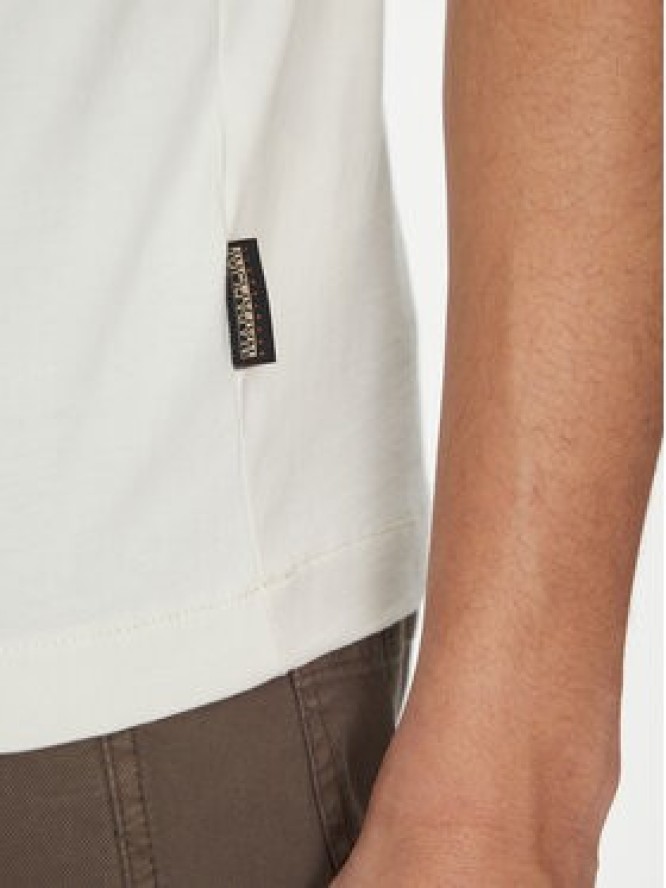 Napapijri T-Shirt S-box Logo NP0A4I3L Écru Regular Fit