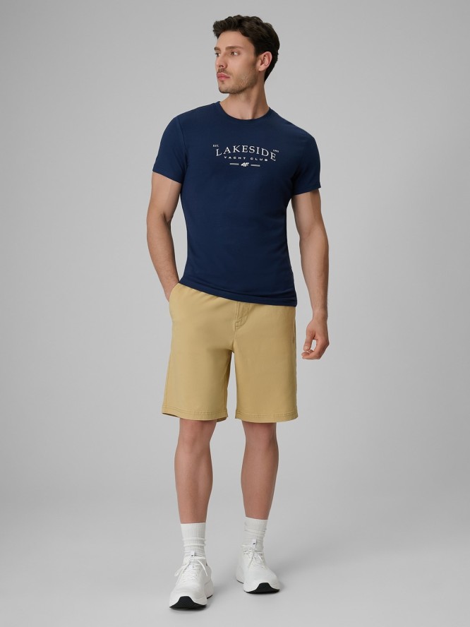 4F T-shirt regular z nadrukiem męski - granatowy XXL
