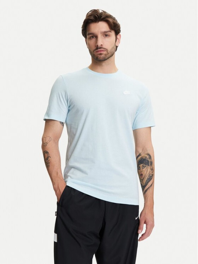 Nike T-Shirt Sportswear Club AR4997 Błękitny Regular Fit