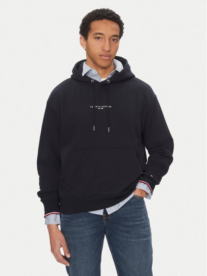 Tommy Hilfiger Bluza Small Logo MW0MW38950 Granatowy Regular Fit