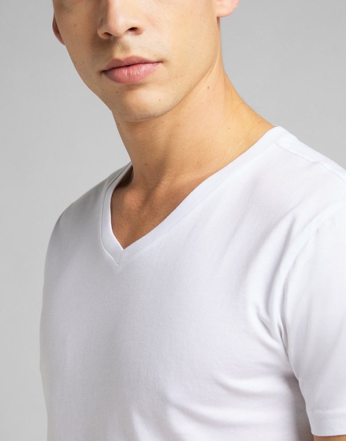 LEE TWIN PACK V NECK MĘSKI T-SHIRT KOSZULKA DWUPAK WHITE L62ECM12 112114541