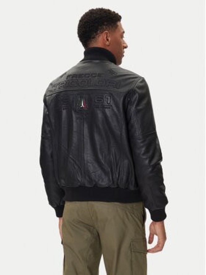 Aeronautica Militare Kurtka skórzana 252PN0959UPL00303 Czarny Regular Fit