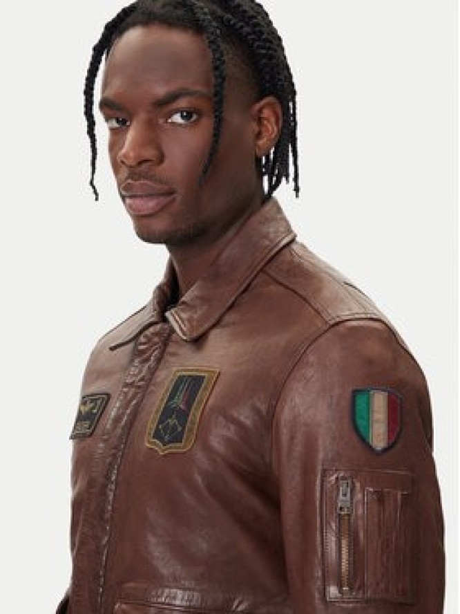 Aeronautica Militare Kurtka skórzana 252PN0895U100839 Brązowy Regular Fit