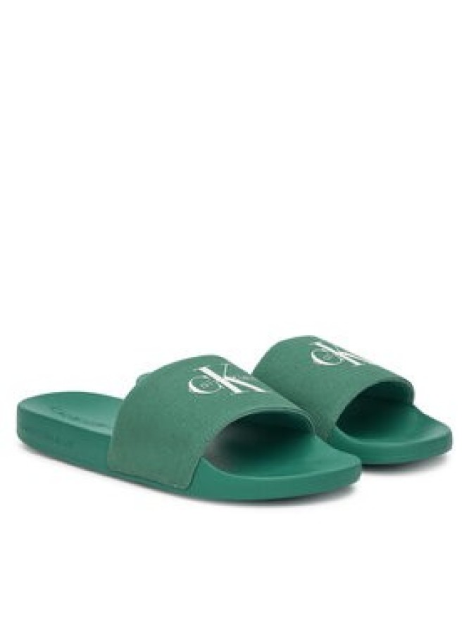Calvin Klein Jeans Klapki Slide Monologo Cv YM0YM01367 Zielony