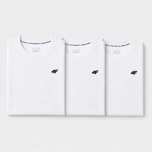 KOMPLET KOSZULEK MĘSKICH 4F ZESTAW 3PAK T-SHIRT XXL TTSHM3341 BIAŁY