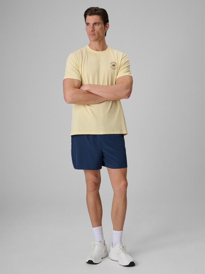 4F T-shirt regular z nadrukiem męski - żółty M