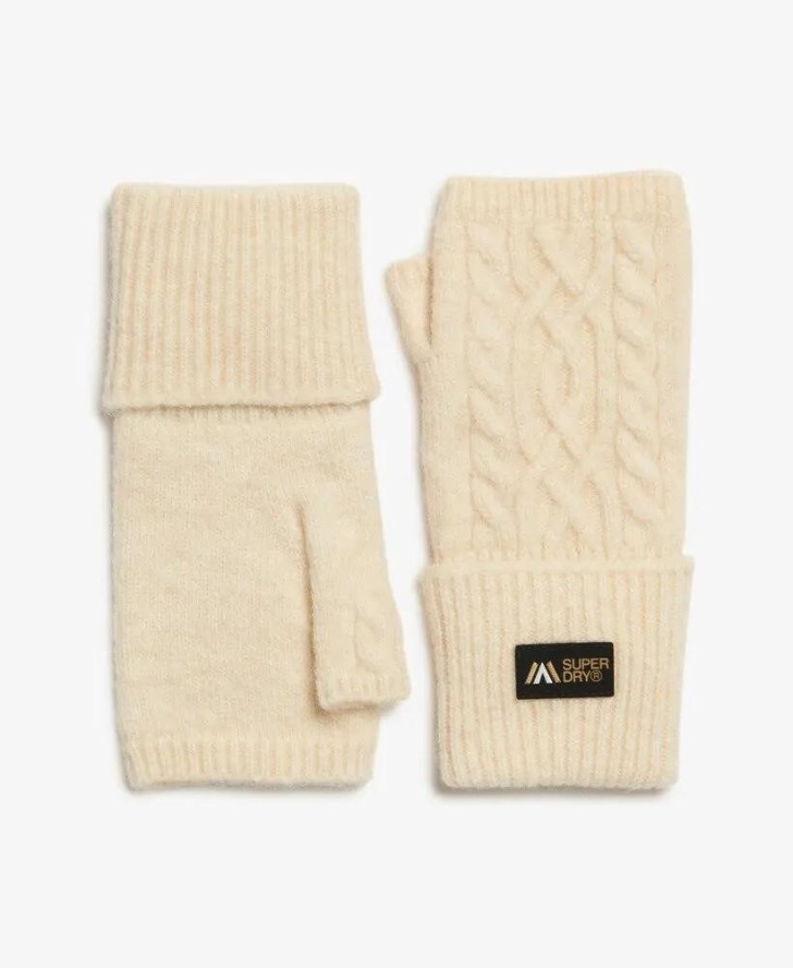 superdry Cable Luxe Ogrzewacze do rąk warkocz - Oatmeal White
