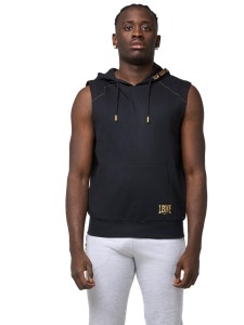Leone New Gold męska bluza z kapturem bez rękawów, bez rozpinanej bluzy