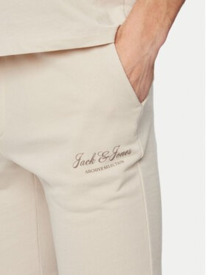 Jack & Jones Komplet t-shirt i spodenki Archive 12297642 Beżowy Relaxed Fit