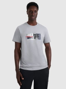 4F T-shirt regular z nadrukiem męski - szary M