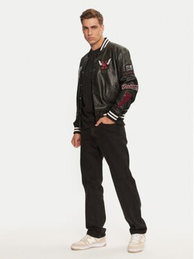 Richmond X Kurtka z imitacji skóry Meleb UMA24217GB Czarny Regular Fit