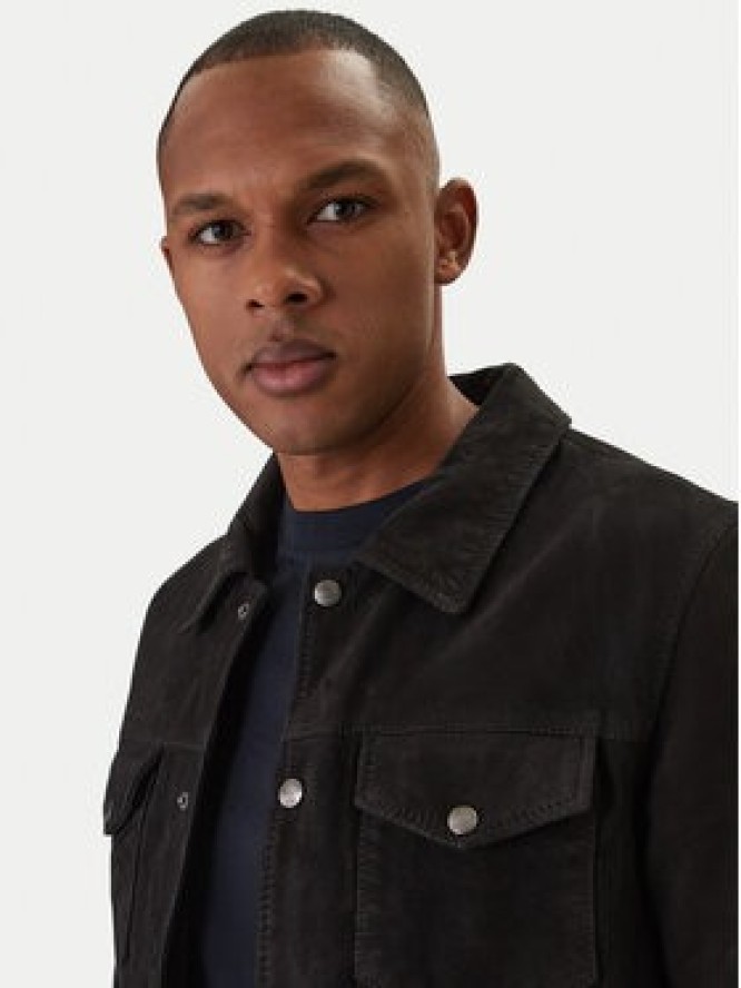 Milestone Kurtka skórzana Valerio 612205 60790 Czarny Slim Fit