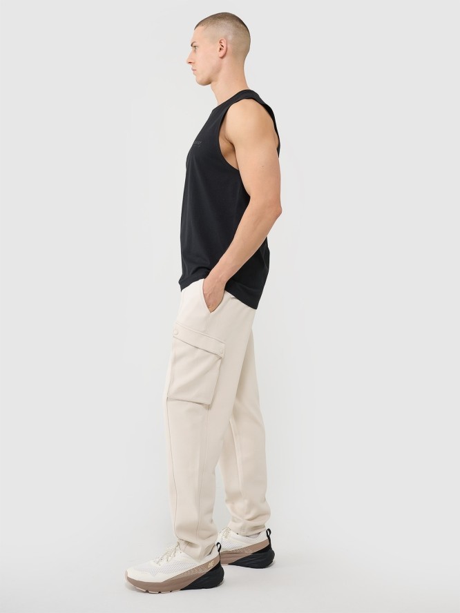 4F Spodnie casual cargo męskie - beżowe XXL