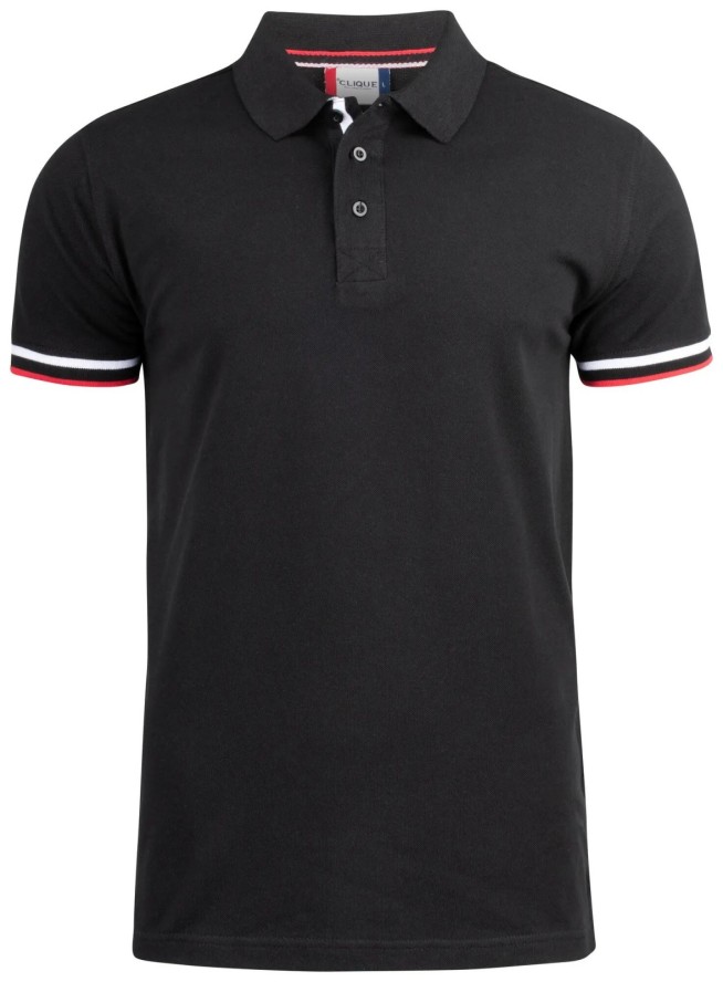 clique koszulka polo męska Newton 100% bawełna czesana - czarna – black