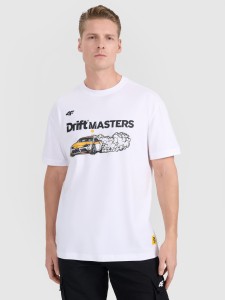 4F T-shirt regular z nadrukiem uniseks 4F x Drift Masters - biały XS