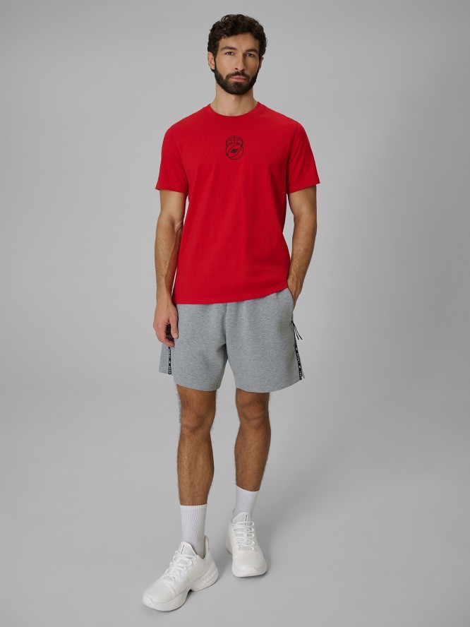 4F T-shirt regular z nadrukiem męski - czerwony 3XL