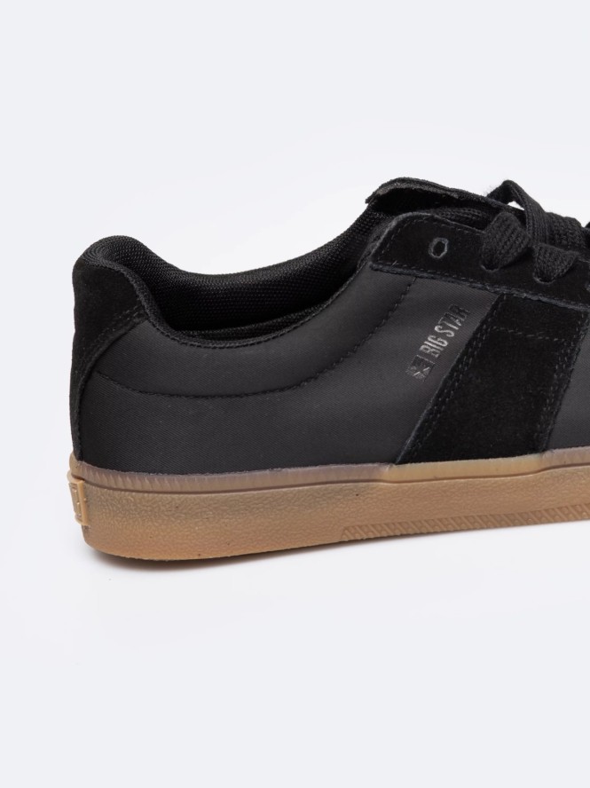 Sneakersy męskie ze skóry naturalnej czarne RR174038 906