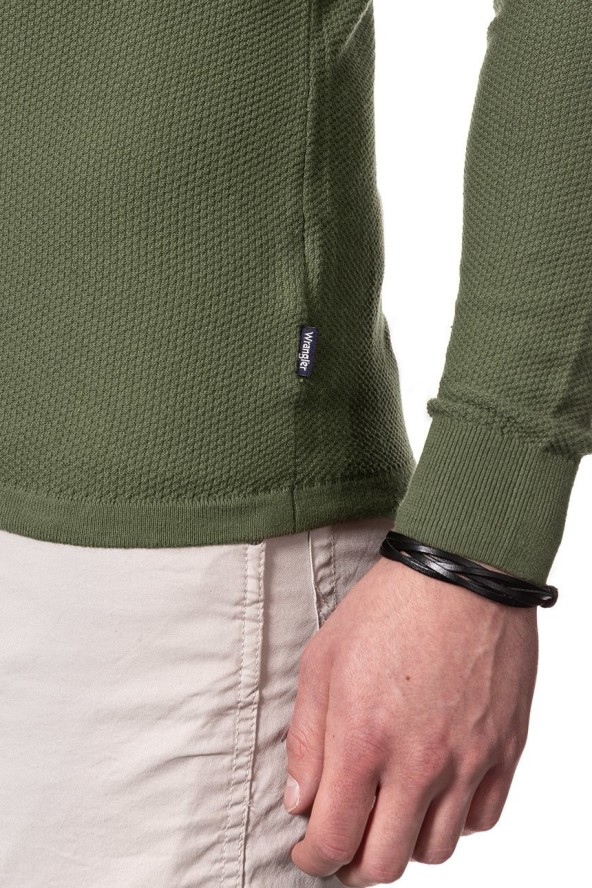 MĘSKI SWETER WRANGLER PIQUE CREW KNIT DEEP LICHEN GRN W8616PT1X 112132317