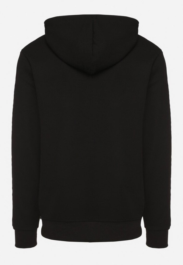 Czarna Bluza z Kapturem Napisem i Kieszonką Napiria