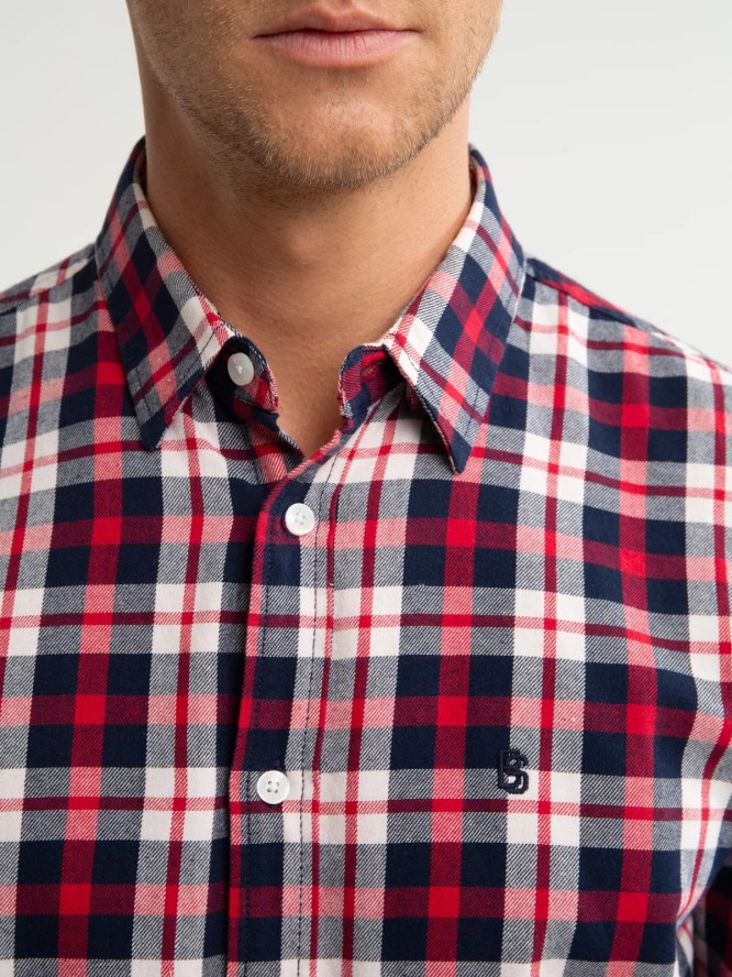 Koszula męska flanelowa w kratę czerwona Czeris 603