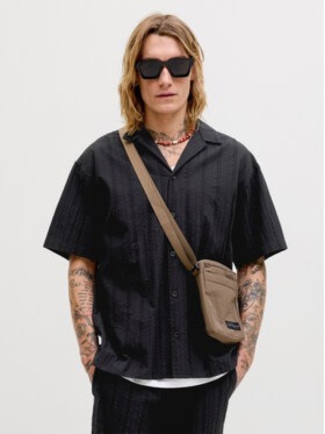 Jack & Jones Komplet koszula i szorty materiałowe Tyson 12297649 Czarny Relaxed Fit