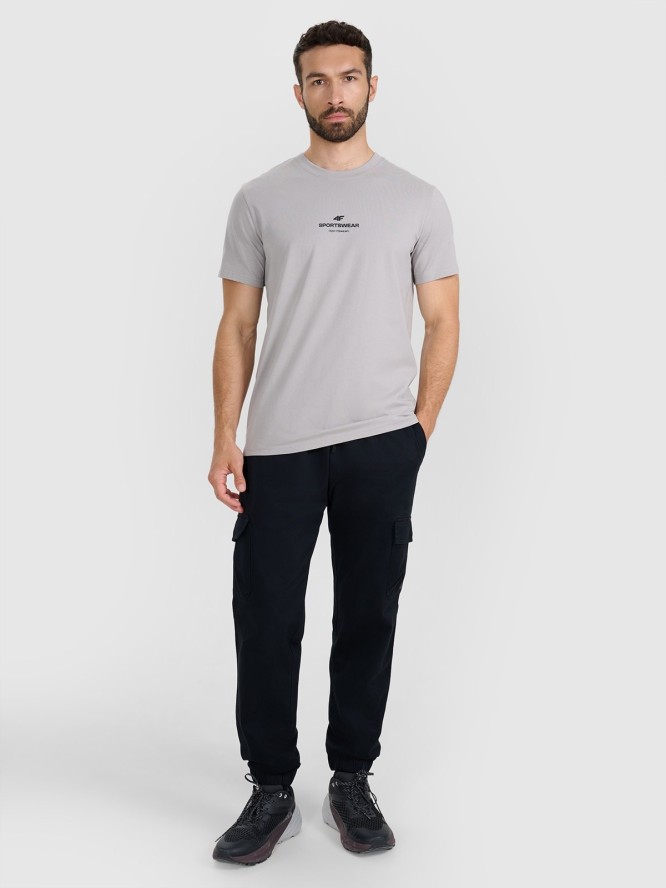 4F T-shirt regular z nadrukiem męski - szary XXL