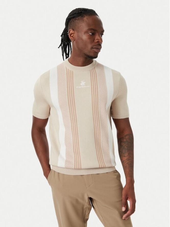 Beverly Hills Polo Club T-Shirt M7611-HR Beżowy jasny Regular Fit