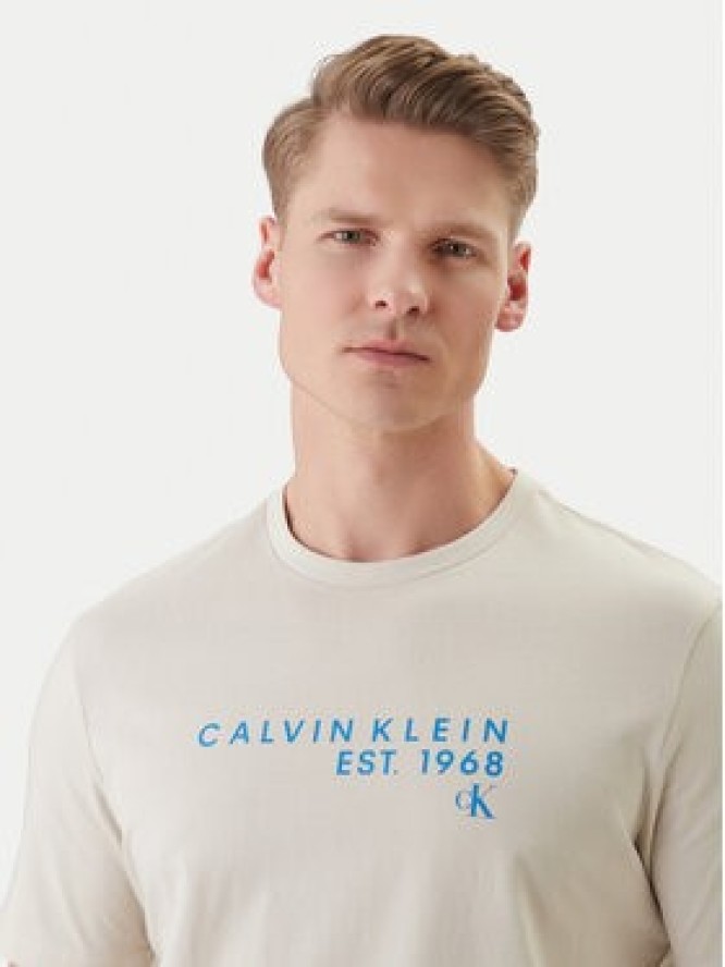 Calvin Klein Jeans T-Shirt LV04RF800G Beżowy Classic Fit