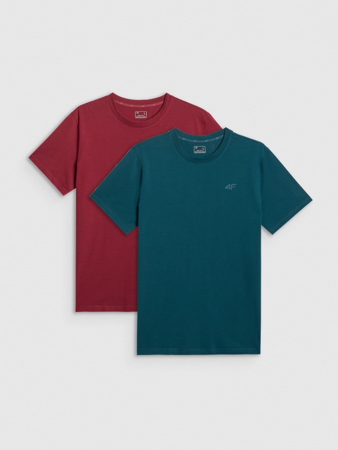 4F T-shirt regular gładki męski (2-pack) - multikolor M