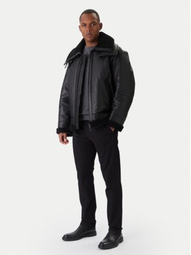 BOSS Kurtka skórzana Joglaci 50547560 Czarny Relaxed Fit