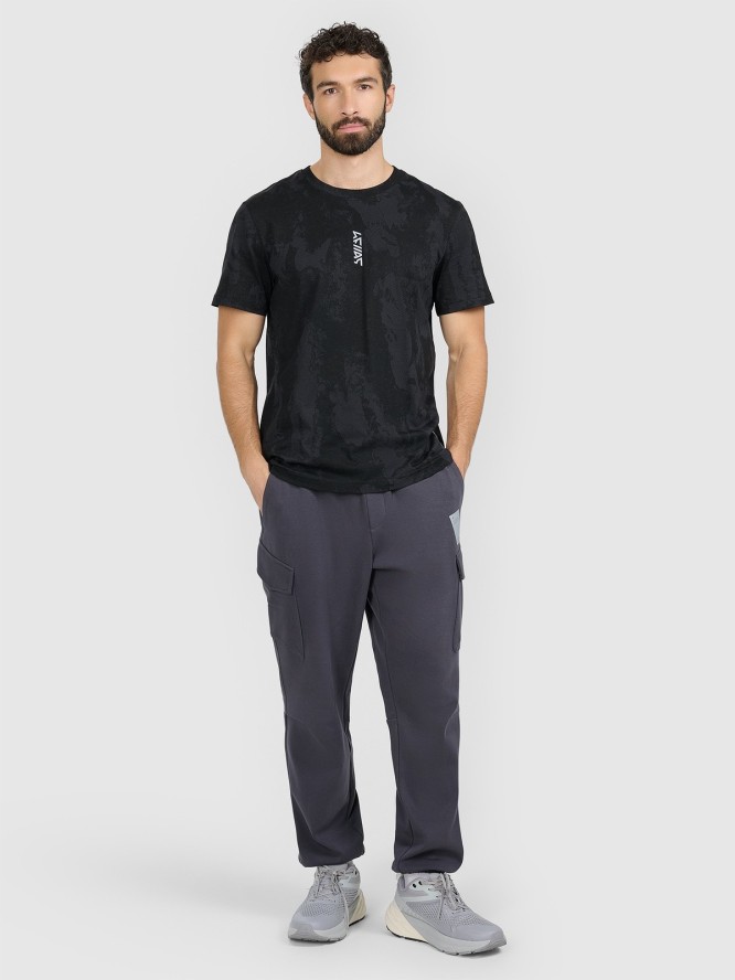 4F T-shirt regular z nadrukiem męski - czarny L