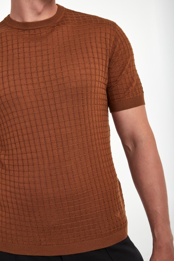 T-shirt męski dzianinowy z wełną EMPORIO ARMANI