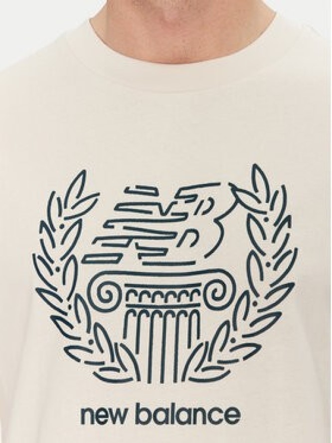 New Balance T-Shirt MT51974 Beżowy Relaxed Fit