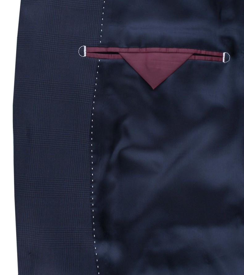 Elegancki Garnitur Wełniany, Wyszczuplony (Slim) - MEN'SFIELD - Granatowy