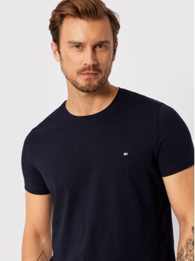 Tommy Hilfiger T-Shirt Core Stretch MW0MW27539 Granatowy Slim Fit